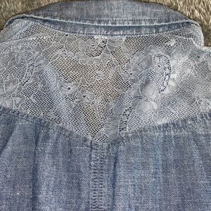 American Eagle Outfitters Tops - AEO lace denim button down American Eagle Outfitters Tops - AEO lace denim button down
